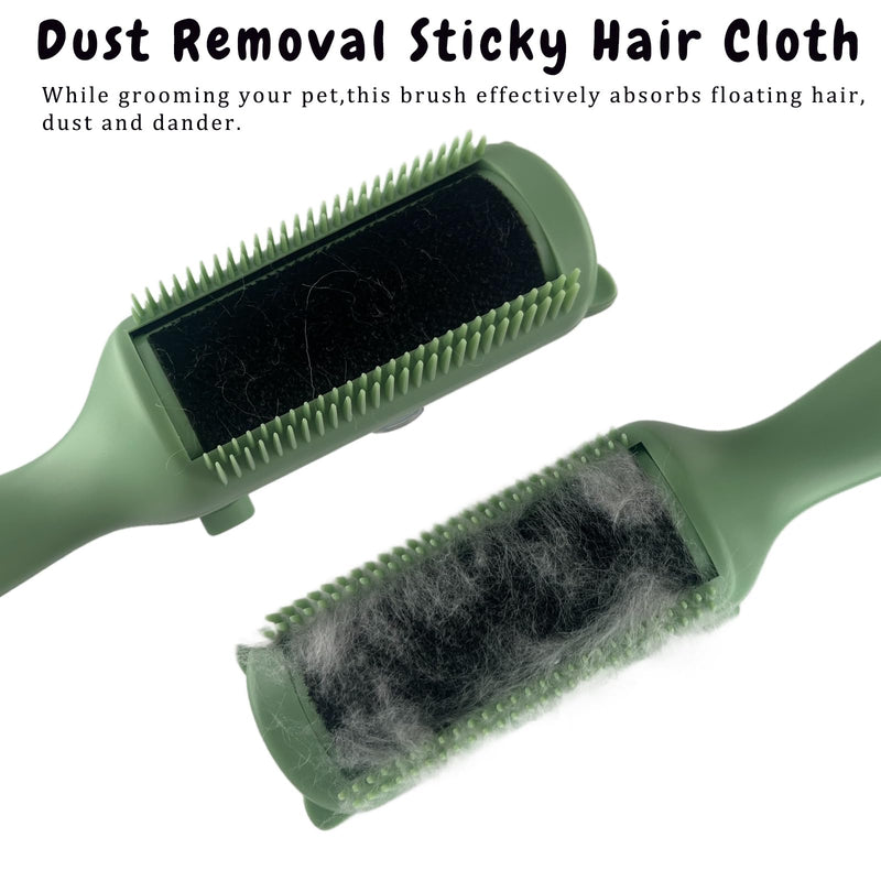 Cat Brush Pet Dry Cleaning Brush Cat Self Sticky Brush for Shedding and Grooming Long Short Hair Removal Comb with Recycling Box for Kitten Dog Rabbit Massage Roller Removes Loose Fur (Green) Green - PawsPlanet Australia