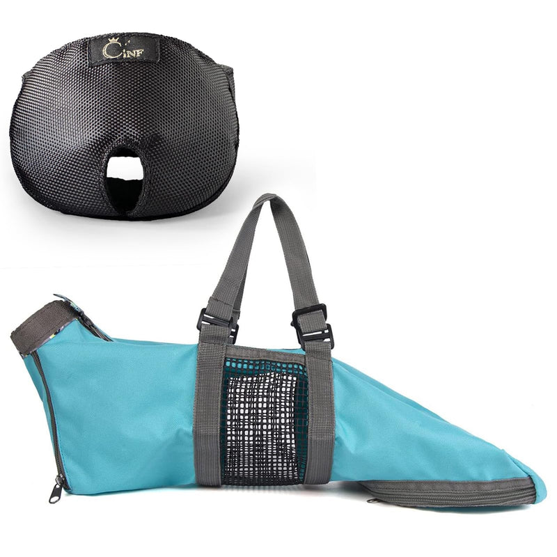 Cinf Cat Nail Clipping Cleaning Grooming Restraint Bag (Free Muzzle) Set No Scratching Biting for Bathing Nail Trimming Injecting Examining(Blue,L) L Size–Fits large breed cats (12–18 lbs) Blue - PawsPlanet Australia