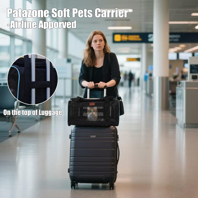 Cat Carriers Soft Small Dog Carrier Airline Approved Softsides Pets Bag,Black,Lightweight,Luxury Style,Top Expandable,Guaranteed on Cabin Board Flight Travel Recommend Under 15 lbs 15.5"L x 12.0"W x 9.0"H Black - PawsPlanet Australia