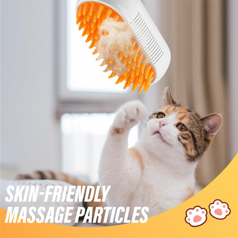 3 in 1 Cat Steam Brush, Rechargeable Steam Pet Brush for Dog,Cat and other pet Anti-Static, Cleaning, Shedding & Combing All In One 1 Count (Pack of 1) - PawsPlanet Australia