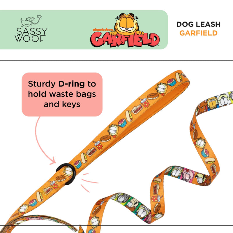 Sassy Woof Garfield™ Dog Leash 60-Inch with Neoprene Padded Handle - Comfortable, Durable, and Stylish for Small to Large Dogs - Officially Licensed