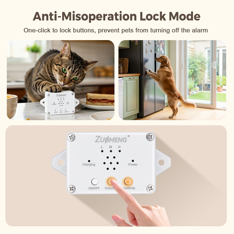 Haoguo Pet Training Vibration-Sensing Alarm, Training Alarm with 3 Adjustable Sensitivity & Volume Settings, Anti-Misoperation Lock Mode, Protects Furniture from Pet Scratching