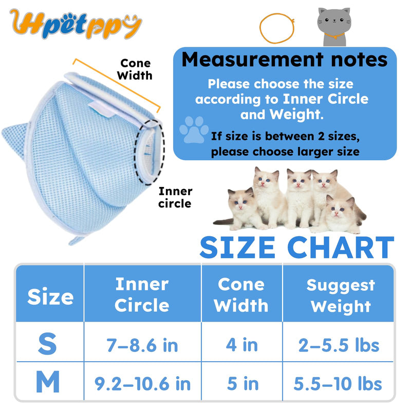 Cat Cone Collar Soft, Adjustable Cat Recovery Collar After Surgery to Prevent Licking Wound, Breathable Cat Neck Cone Comfortable Pet Elizabethan Collar for Cats Kittens Cute Shark Design Small Blue Shark - PawsPlanet Australia