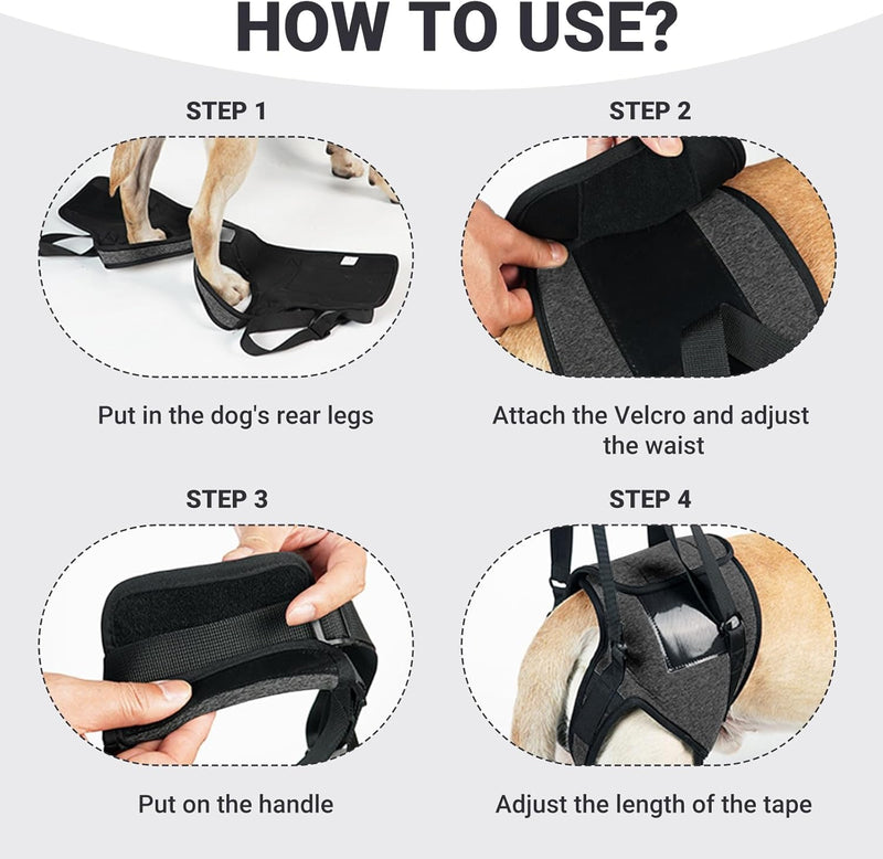 Dog Lifting Harness, Leg Support for Back Slings for Injured Disabled Elderly Dogs Walking Aid, Leg Brace Adjustable Lift Harness, Hind Leg Dog Support Strap for Small Medium Large Dogs(S) S