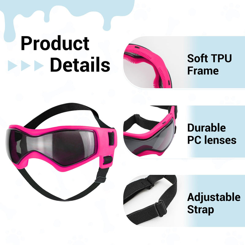 Lesypet Dog Goggles with Helmet for Small Dogs, Anti-UV Wind Protection Pet Sunglasses and Helmet Set Ear Hole Adjustable Strap Outdoor Walking Motorcycling Driving, Pink Pink + Pink - PawsPlanet Australia