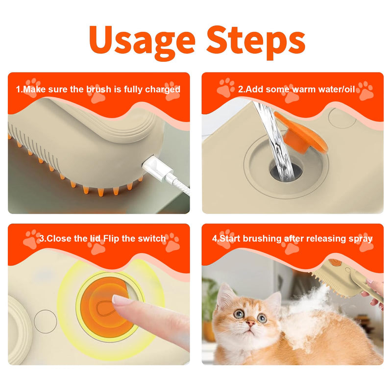 4-in-1 Steam Brush for Dogs & Cats - Pet Grooming Brush with Steam, Deshedding, Bath Spray & Massage, Professional Grooming Tool for Indoor Cats and Long/Short Hair Pets (green) green - PawsPlanet Australia
