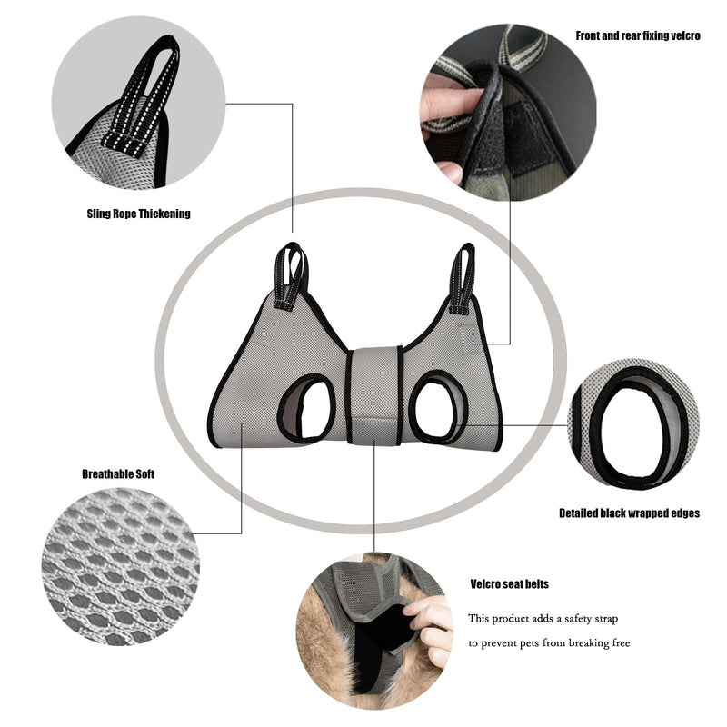 Pet Grooming Hammock with Safety Belt for Cats and Dogs - Versatile for Nail Trimming, Bathing, and Coat Care (Size S) grey - PawsPlanet Australia