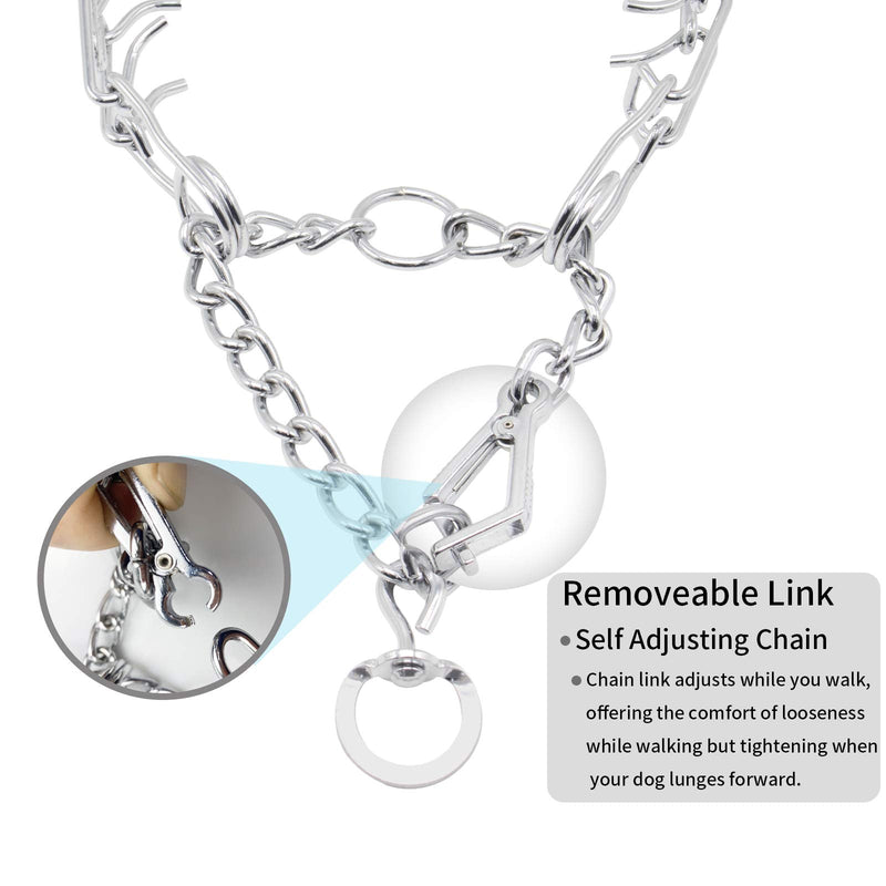 Dog Prong Collar, Ultra-Plus Chrome Plated Training Collar with Quick Release Clip for Dogs, Adjustable Pet Pinch Collar with Silver Plating for Small Medium Large Dogs (L) Metal L - PawsPlanet Australia