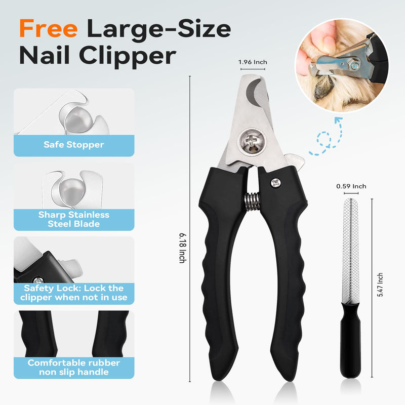 Extra Wide Undercoat Rake for Dogs and Cats, Pet Grooming Brush with Nail Clipper to Remove Loose Fur, Professional Dematting & Deshedding Comb for Tangled Hair (Large) Large - PawsPlanet Australia