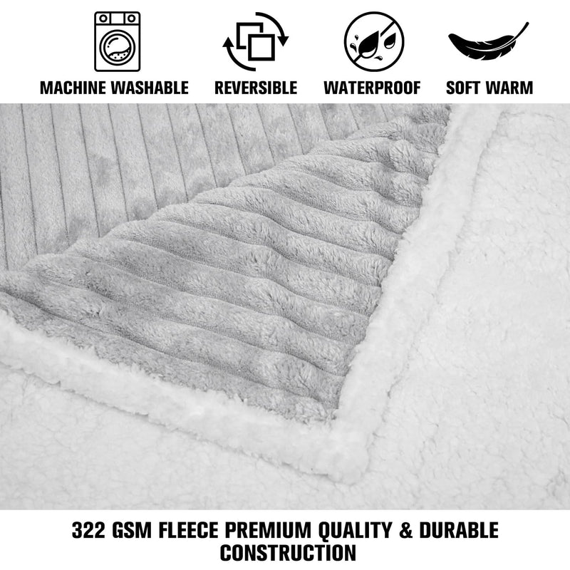 Waterproof Dog Blanket Soft Pet Cat Blanket Cozy Calming Sherpa Corduroy Fleece Blanket Reversible Furniture Bed Protector for Small Dogs Machine Washable Puppy Blanket, Grey 40x50 in L/40"x50" - PawsPlanet Australia