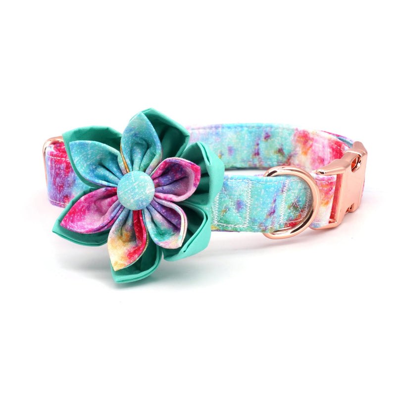 Cute Dog Collar, Girl Dog Collar with Purple Watercolor Design Adjustable with Rose Gold Slide Release Buckle, New Puppy Gifts (M) M Dream - PawsPlanet Australia