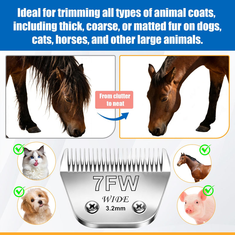 AUDOC 7FW Wide Blade Pet Grooming Clipper Blades for Andis,Oster A5,Wahl km10 Clippers