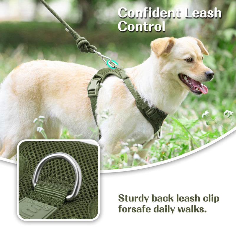 No Pull Dog Harness for Small Medium Large Dogs - Adjustable 2 Layer Mesh Dog Vest with Dual Clip, Escape Proof, Quick Release, Lightweight Breathable Mesh for Walking Hiking (Misty Green,M) M(Neck:18.5-25.6",Chest:20.9-30.7") Misty Green - PawsPlanet Australia