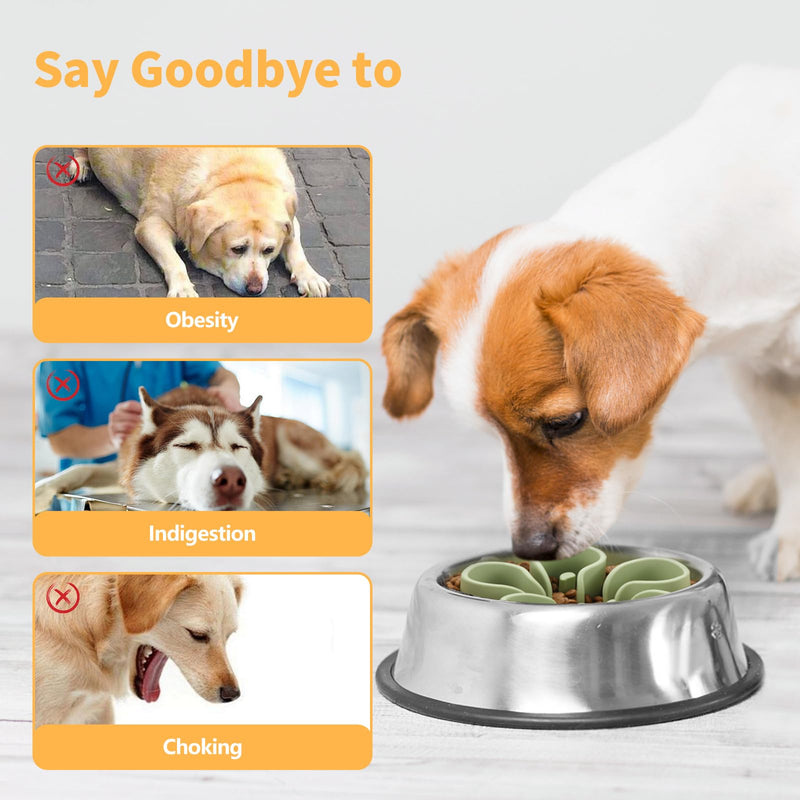 Slow Feeder Dog Bowls Insert, Bestalk Soft Silicone Slow Eating Dog Bowl Insert with Suction Cups for Small, Medium and Large Dogs(Green S) Green - PawsPlanet Australia