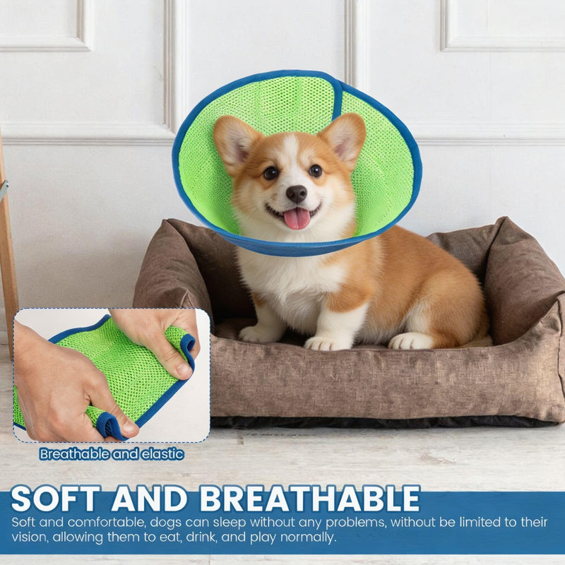 Pack of 2 Soft Dog Collar Lick Protection Breathable Adjustable Recovery Collar Elizabethan Prevents Licking Wounds After Surgery Blue (M) M