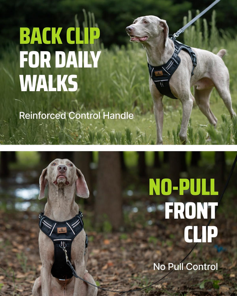 Tactical Dog Harness No-Pull Military Vest for Medium & Large Dogs, Adjustable Reflective Escape-Proof Vest with MOLLE System, Handle Control for Training, Walking, Outdoor – Black L (Neck: 18"-29", Chest: 24"-37")