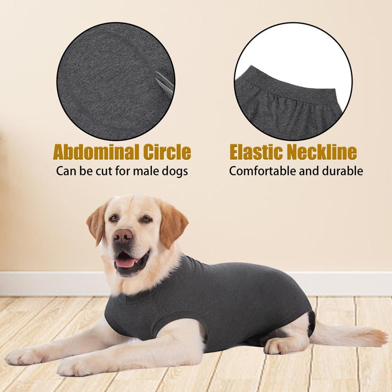 Dog Surgery Recovery Suit Medical Pet Shirt Recovery Suits for After Surgery Female Male Dog Surgical Suit Dogs Cone Collar Alternative Protect Wounds Spay Suits for Puppy Medium Large Dogs XL Grey