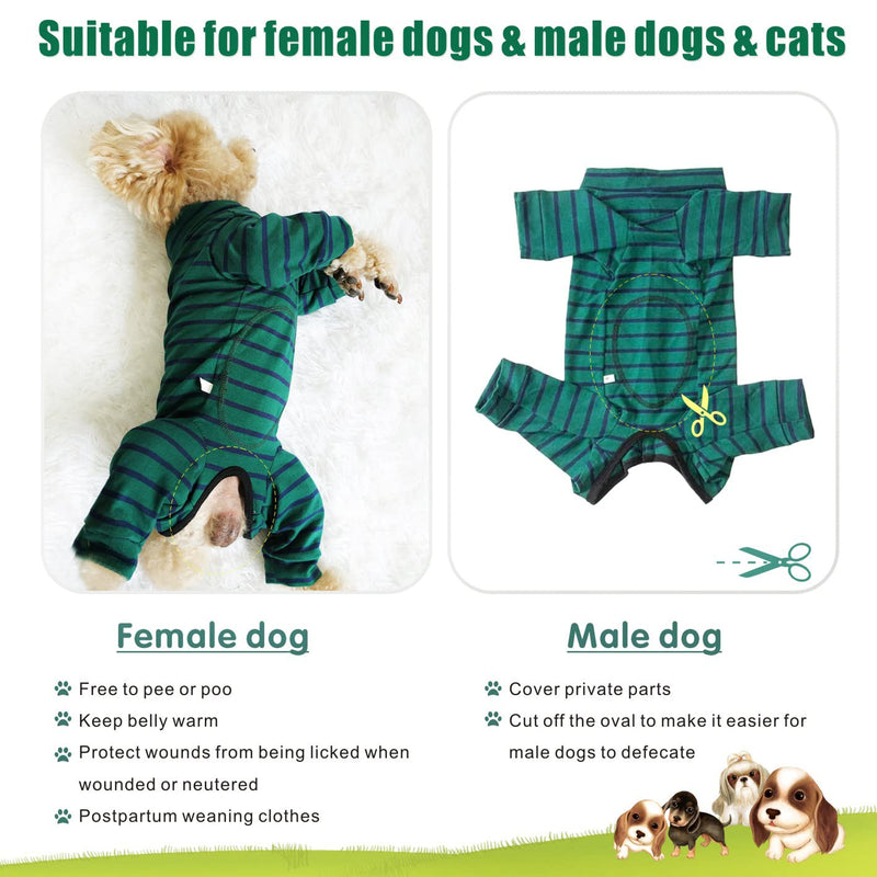 Dog Surgery Recovery Suit,Pet Recovery Shirt Cone E-Collar Alternative Pet Vest for Abdominal Wounds Medical Dog Bodysuit with Legs for Female Male Small Medium Dogs Cats (M, Green) M