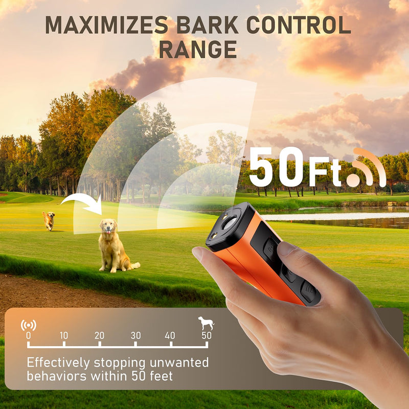 Dog Bark Deterrent Devices Rechargeable Anti-Barking Device for Dogs 50ft Long Range Ultrasonic Correct Your Dog's Bad Behavior at the Push of aButton Better Than Shock Collars or Dog Training Collars 1 Pack Orange - PawsPlanet Australia
