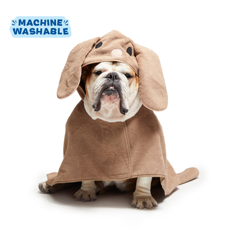 Barkbox BARK Dog Bathrobe - Rabbit-Themed, Medium (Chest: 26 inches, Neck: 19 inches), White/Light Grey, Polyester/100% Material, Machine Washable, Dog Coats for Medium Dogs, Tumble Dry Low Bunny M - PawsPlanet Australia
