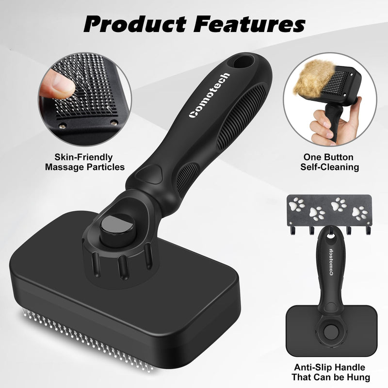 3PCS Cat Grooming Supplies, Cat Brush & Nail Clipper/Trimmer & Flea Comb for Shedding Indoor Cats Essentials Stuff Accessories (Black Grey) - PawsPlanet Australia