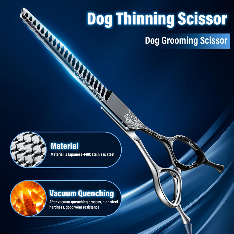 Purple Dragon 7-Inch Chunkers Dog Grooming Scissors - Professional Pet Hair Trimming Shears for Dogs & Cats, Sharp 440C Japanese Steel, Ergonomic Design for Comfort and Precision Chunker - PawsPlanet Australia