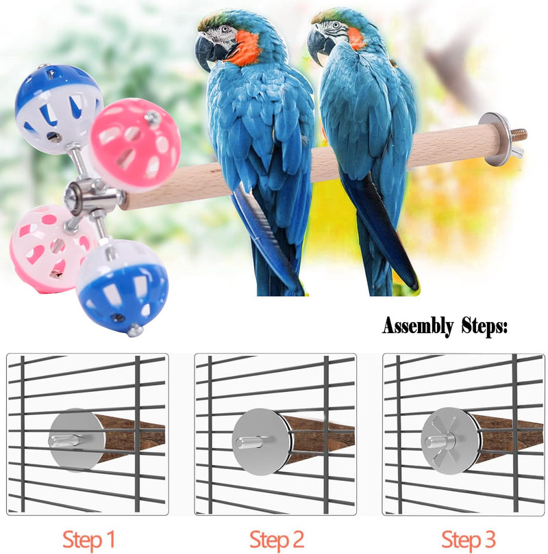 Pepper Wood Bird Perch Toy with Rotating Balls,Bird Stand Toy for Parakeet, Natural Wood Stand Perch Toy for Metal Cage, Fun Toy for Parrots Cockatiels Budgies Budgerigars Parrotlets Lovebirds Ringne Natural pepper wood - PawsPlanet Australia