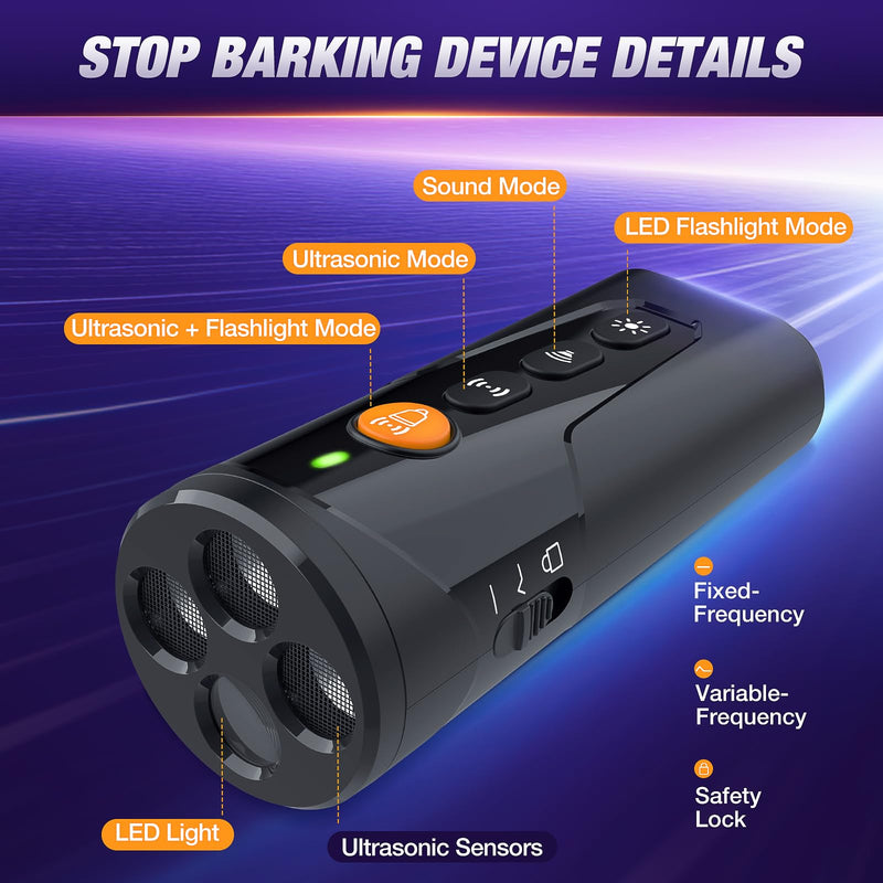 AOZOOM Dog Bark Deterrent Devices, Anti Barking Device for Dogs with 3X Sonic Emitters, Ultrasonic Anti-Barking Devices with 23FT Long Range, Efficient for Stopping Dogs from Barking Indoor & Outdoor - PawsPlanet Australia