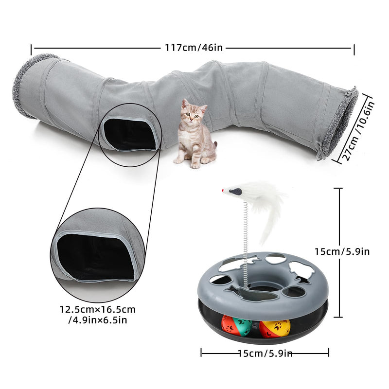 Cat Tunnel, Indoor Cat Toy, Roller Track Cat Toy, Collapsible S-Shaped Play Tube, 10.5 Inch Diameter Maze Cat House for Cats, Puppies, Rabbits, Ferrets, Cat Toy Gift Set - PawsPlanet Australia