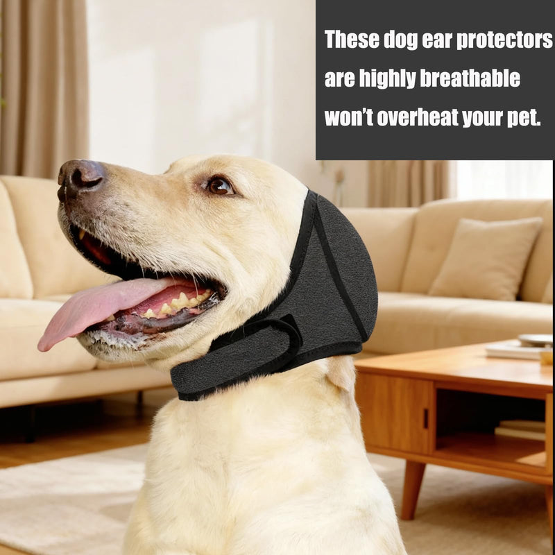 Dog Snood Swim Ear Protectors,Grey Comfort Dog Snood Ear Protector Waterproof Adjustable Dogs Ears Muffs Noise Protection for Anxiety Thunder Fireworks Bath Grooming for Small Medium Dogs(S)