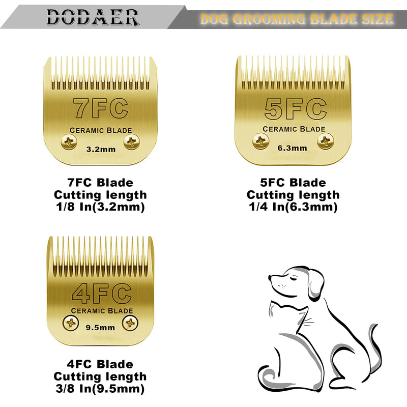 7FC/5FC/4FC Detachable Pet Dog Grooming Clipper Ceramic Blades Set,Compatible with Andis/Heiniger/Moser45 and Oster A5 and Wahl KM10 Series Clippers,3 Pack,Gold 7FC+5FC+4FC - PawsPlanet Australia