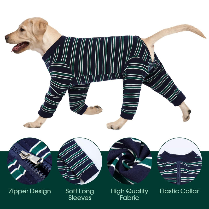 Kuoser Dog Surgery Suit Female Spay, Soft Dog Pajamas, Long Sleeve Dog Recovery Suit, Dog Clothes Onesie for Surgery, Pet Neuter Spay Bodysuit Apparel with Zipper, E-Collar & Cone Alternative Medium Navy - PawsPlanet Australia