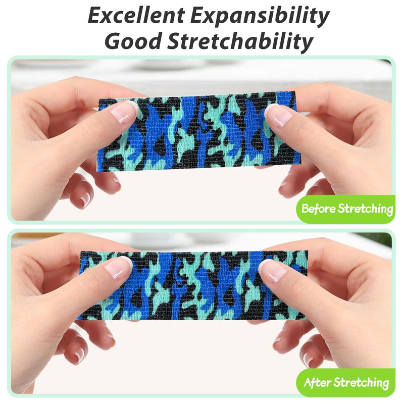 kathson 16PCS Vet Wrap Tape Veterinarian Self Adhesive No Chew Bandage Wound Dressing Medical Bandage Gauze for Animals Pets Dogs Cats Horses Ear Feet Paw Tail Injury(Black，Brown，Green，Jungle Color 4xblack，4xbrown，4xgreen，4xjungle Color - PawsPlanet Australia