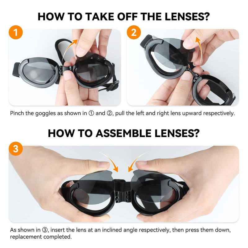 Dog Goggles with Replaceable Lens Eye Protection Dog Sunglasses for Medium to Large Breed for Outdoor Riding/Driving/Walking/Surgery Recovery - PawsPlanet Australia