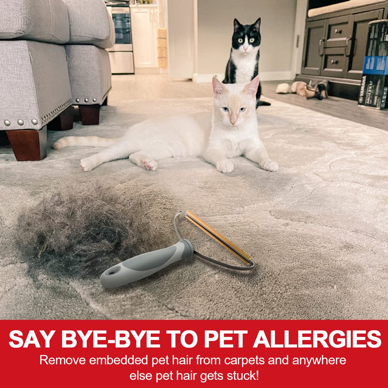 Pet Hair Remover, Dog Cat Hair Remover, Lint Cleaner Pro, Fur Removal Tool, Portable Carpet Scraper, Fuzz Rollers Hairball Shaver Brush for Carpets, Car Mat, Couch, Pet Bed, Furniture & Rug Gray - PawsPlanet Australia
