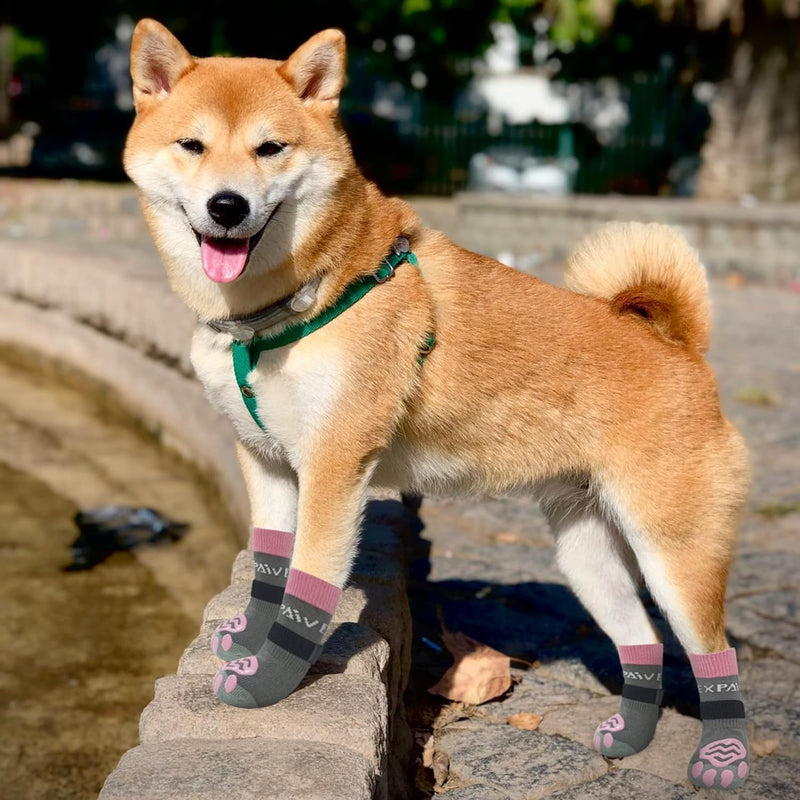 EXPAWLORER 4Pcs Anti-Slip Dog Socks - Double Side Non-Slip Paw Protector for Hardwood Floors,Prevent Licking,Dog Booties,Dog Shoes for Hot/Cold Pavement Small (4 Count) - PawsPlanet Australia