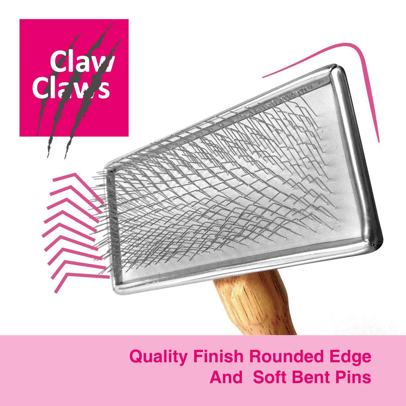 Pet Slicker Brush for Medium Dogs, Wooden Handle with Stainless Steel Soft Pins, Gently Remove Tangled, Loose Undercoat and Mats Hair, Pet Grooming Brush Tool (6.6") 1 Count (Pack of 1) - PawsPlanet Australia