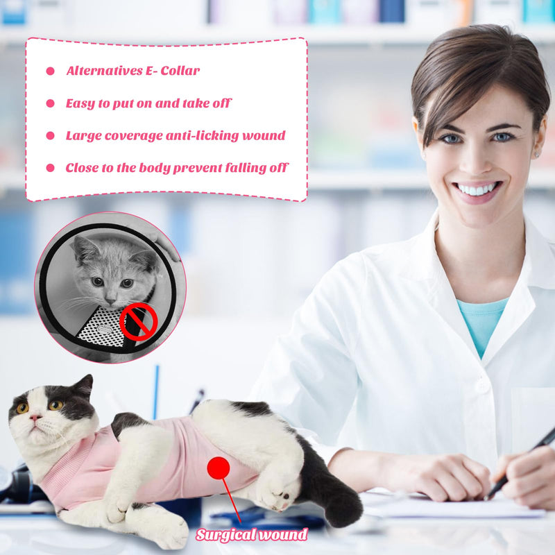 2PCS Cat Recovery Suit for Abdominal Wounds or Skin Diseases, Pink & Donut Cat Onesie for Cats After Surgery Female Kitten Recovery Suit, Breathable E-Collar Alternative for Cats After Spay Anti - PawsPlanet Australia