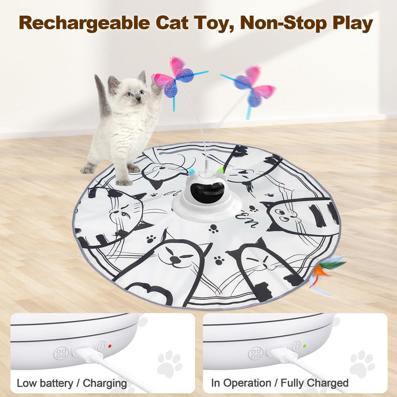 Cat Toys Interactive Rechargeable 2in1 Hide and Seek, Spinning Butterfly, Moving Feather Automatic Kitten Toys for Indoor Cat Exercise Chasing for All Ages Cats Meow - PawsPlanet Australia