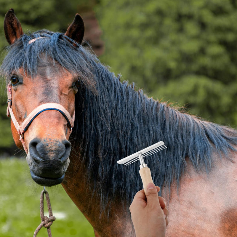 Grooming Rake with Anti-Slip Wooden Handle: Stainless Steel Grooming Brush for Dogs Golden Retriever Husky German Shepherd Pet Supplies Tool - PawsPlanet Australia