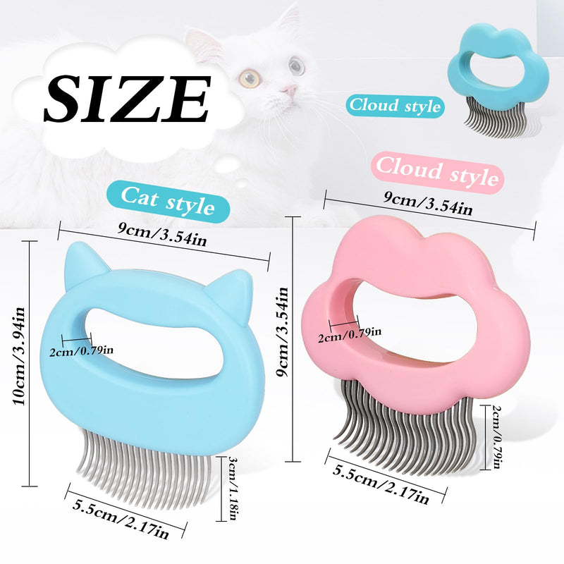 Cat Massage Comb, Cute Comfort Cat Shedding Brush with Elasticity Curved Comb Teeth for Reducing Knots, Relaxing Cat Deshedding Brush for Short Hair & Long Hair Pet Hair Remover (Cat,Blue) Cat,Blue - PawsPlanet Australia