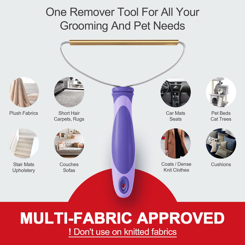 Pet Hair Remover, Dog Cat Hair Remover, Lint Cleaner Pro, Fur Removal Tool, Portable Carpet Scraper, Fuzz Rollers Hairball Shaver for Carpets, Car Mat, Couch, Pet Bed, Furniture & Rug (Purple, 2-Pack) - PawsPlanet Australia