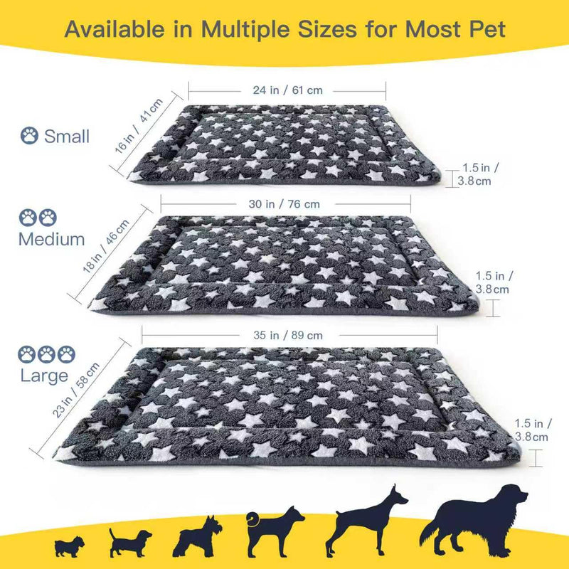Large Dog Bed Mat, Washable Dog Crate Pad with Non-Slip Bottom, Soft Kennel Pad for Large Dog Crate, Dog Cage for Large Dogs, Indoor Outdoor Dog Bed, Sleeping Mat, Gray, 35x23x1.5 in Large (35x23x1.5 in) - PawsPlanet Australia