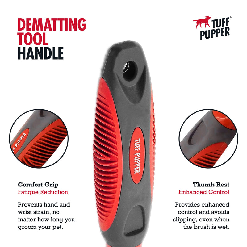 Tuff Pupper Dual Sided Dematting Comb | Convenient 12+23 Teeth Easily Removes Loose Fur Undercoat, Matting and Tangled Hair | Safe Comfortable Grooming Tool for Medium and Long Haired Cats Dogs Brush - PawsPlanet Australia