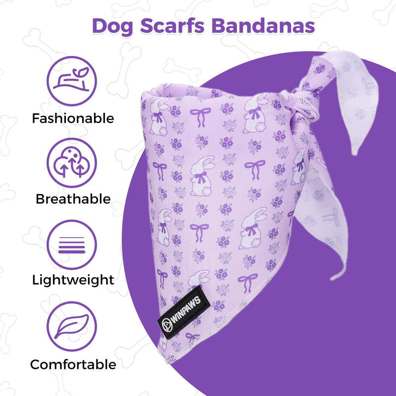 Dog Harness and Lead, Bow Tie Collar Set with Dog Poop Bag Holder and Bandanas, Escape Proof Adjustable Puppy Cat Vest with Soft Mesh Padded, Pet Supplies for Small Medium Dogs Kitten(Purple Rabbit,S) S（Chest：36-52cm,Neck:27-36cm） Purple Rabbit - PawsPlanet Australia