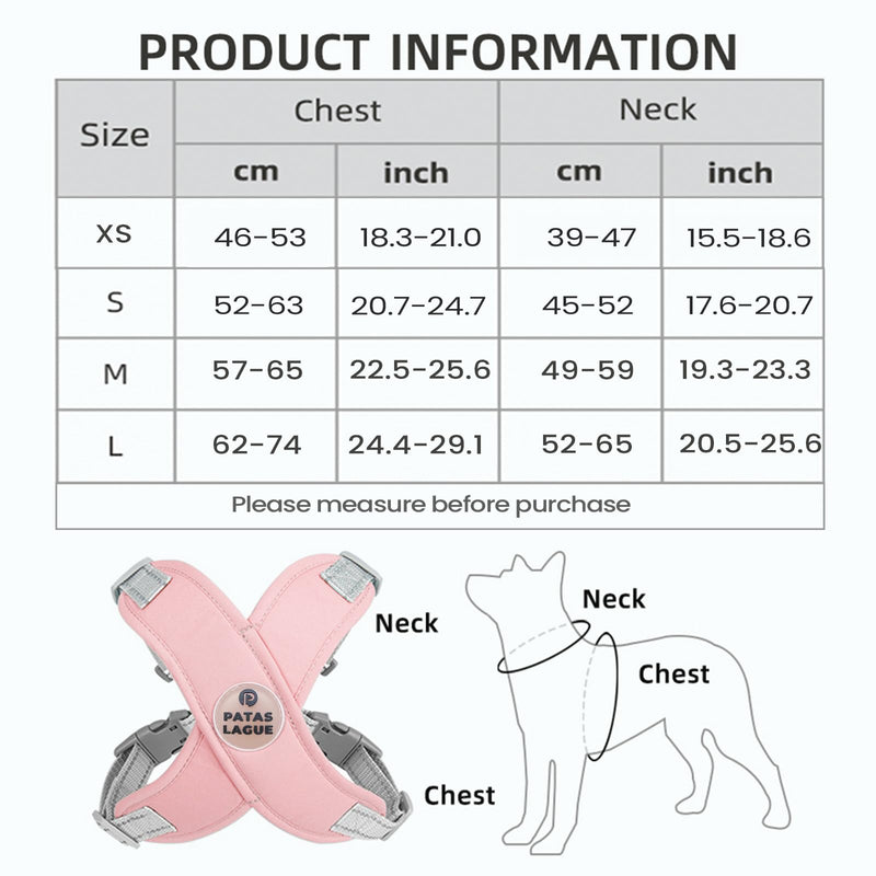 Patas Lague Dog Harness with Leash Set Adjustable Soft Padded Step-in Dog Vest No Choke No Pull Reflective for Small Medium Dogs with Poop Bags and Dispenser, Solid and No-chew, Pink M M (Neck 19.3-23.3'' Chest 22.5-25.6'') - PawsPlanet Australia