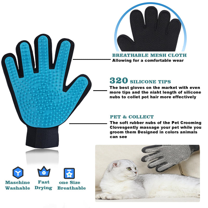 4Pcs Dog Shower Grooming Kit, Soft Silicone Pet Shampoo Massage Dispenser Brush, Adjustable Soothing Rubber Brush, Self-Cleaning Slicker Comb, Gentle Deshedding Brush Glove for Cats & Dogs - PawsPlanet Australia