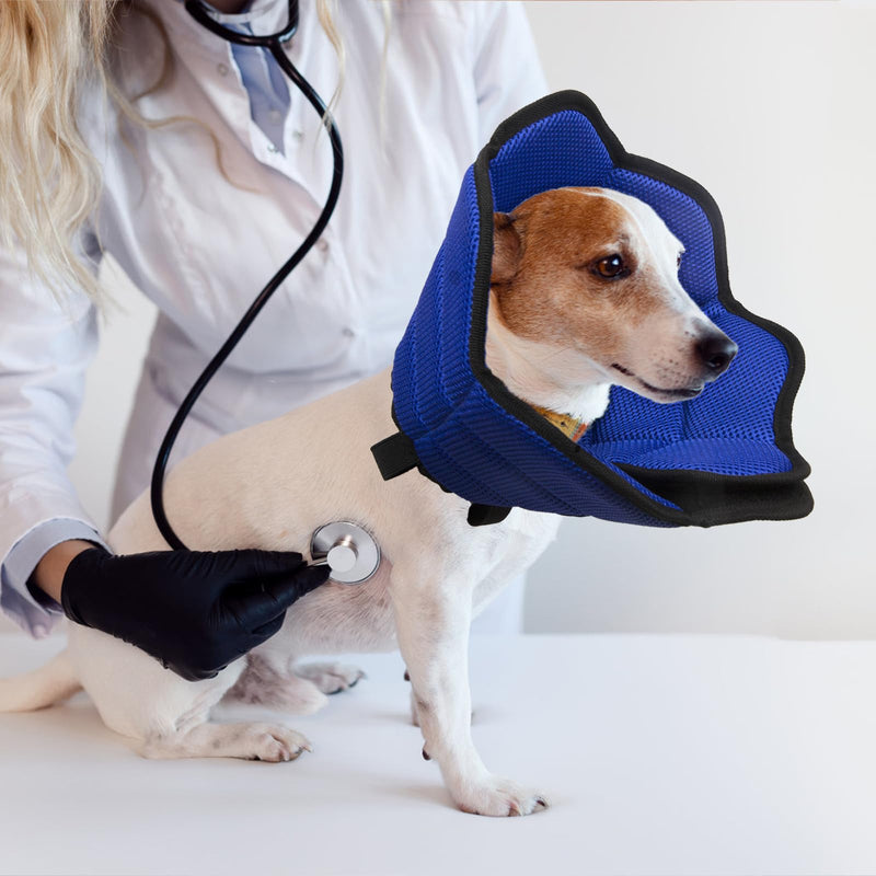 Dog Cone Collar, Adjustable Dog Cones After Surgery Soft Recovery Collars for Dogs, Elizabethan Pet Buster Collars for Dogs, Anti-Bite Dog Neck Collar After Surgery, Blue, S