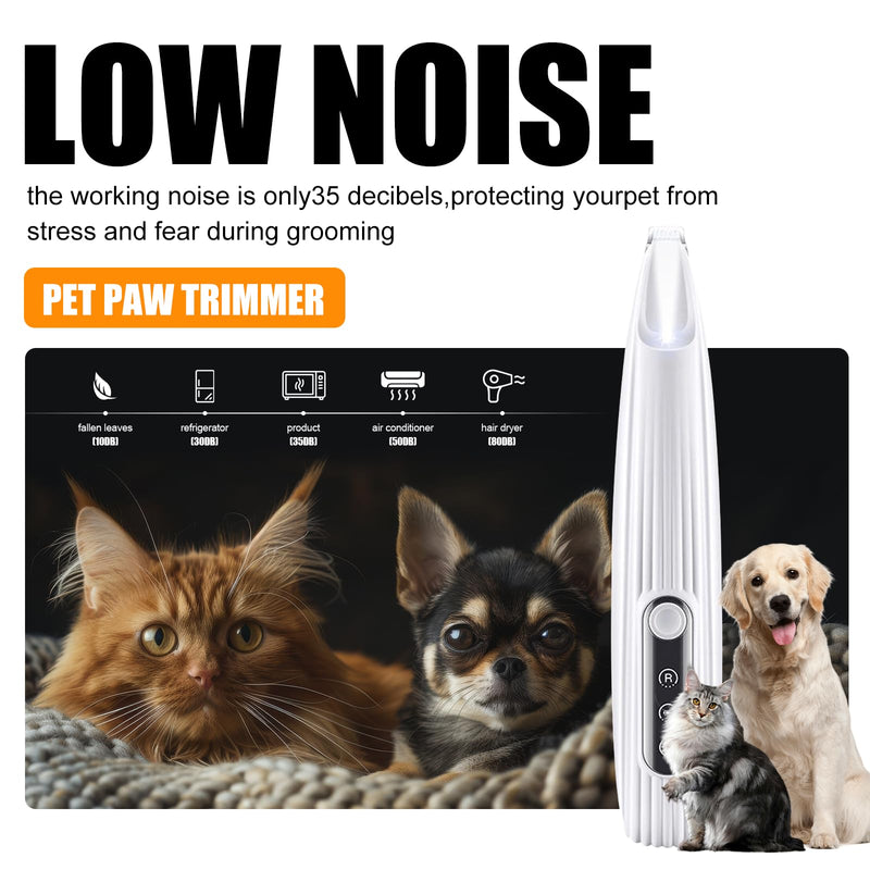 Upgraded Pet Micro Precision Trimmer, New Rechargeable Low Noise Wireless Dog Paw Trimmer, Trimmer with LED Light for Paw Hair, Ears, Face, HIPS & Eyes Grooming Instruments for Cats & Dogs - PawsPlanet Australia