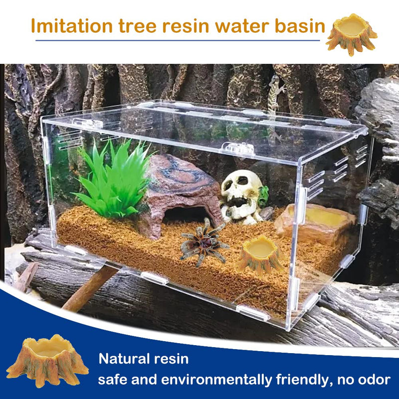 4 Pcs Spider Small Water Bowl, Mini Resin Dish for Tarantula Scorpion Millipede Spider Tiny Reptiles (Tree Root Shape) - PawsPlanet Australia